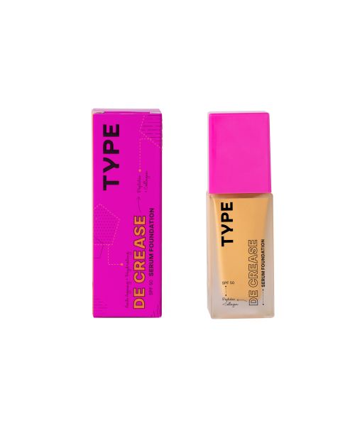 Type Beauty: De Crease Serum Foundation For Fine Lines & Wrinkles Spf 50, Pa ++++ - Tiramisu - 30Ml