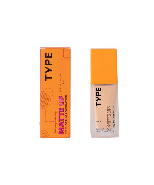 Type Beauty: Matte Up Serum Foundation For Oily & Acne Prone Skin Spf 50, Pa++++ - Waffle - 30Ml