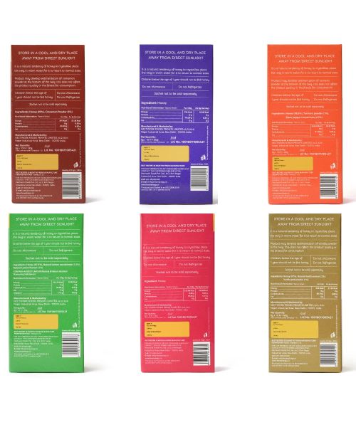 Honey Twigs: Combo - Himalayan Multi Floral Honey, Litchi Honey, Cinnamon Honey, Lemon Honey, Turmeric Honey & Vanilla Honey - Pack of 6 - 60 Sachets