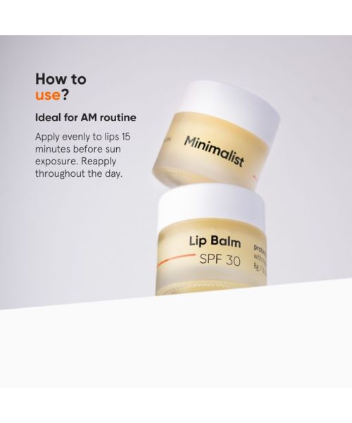 Minimalist: SPF 30 Lip Balm with Ceramides & HA for lip protection & nourishment - 8gm