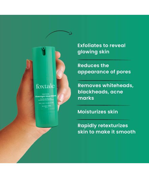 Foxtale: Overnight Glow Mask With 4% Glycolic Acid & 3% Lactic Acid    30ml