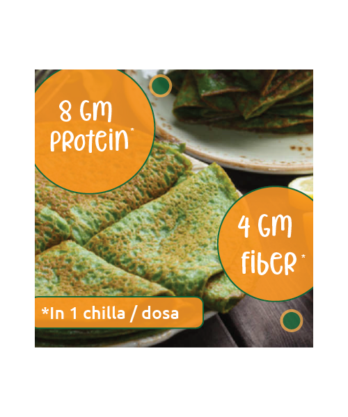 Gladful: Spinach Protein Sprouted lentils & millets Instant Chilla  Dosa Mix - 200 gm (Pack of 2)