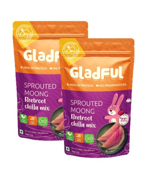 Gladful: Beetroot Protein Sprouted lentils & millets Instant Chilla  Dosa Mix - 200 gm (Pack of 2)