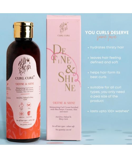 Curl Cure: Define and Shine Curl Cream with Shea Butter & Aloe Vera - 200ml