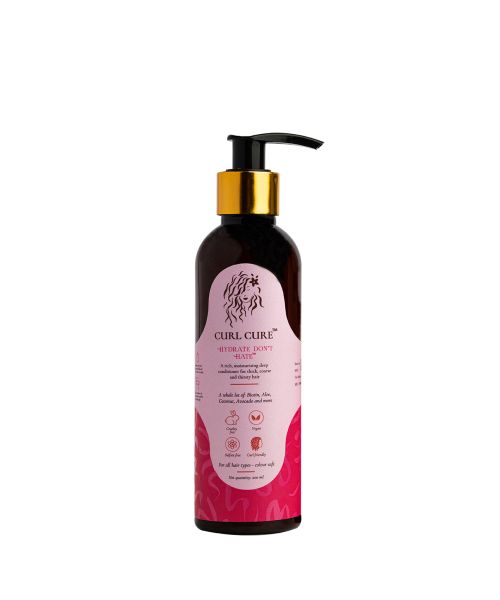 Curl Cure: Hydrate Don't Hate Intensive Hydration Conditioner/ Hair Mask with Avocado and Aloe Vera - 200ml