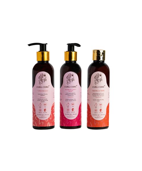 Curl Cure: 3 Step Curl Routine - Shampoo, Deep Conditioner & Curl Cream - 200ml each