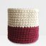 Greenkin: Eco-Friendly Maroon & Cream Flair Knitted Planter - 6 inches
