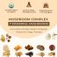 Rooted Active Naturals: 7 Mushrooms Complex (60 Veg Caps, 500 mg) |  for Heart, Liver, Gut, Energy & Immunity (USDA organic, 30% Beta Glucans