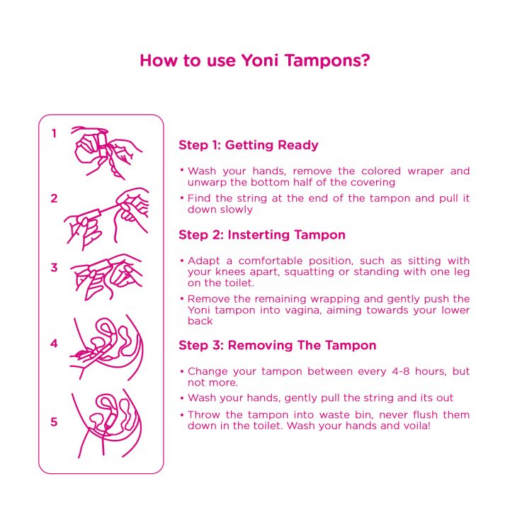Yoni Organic Cotton Tampons for Heavy Flow (16 Pcs)